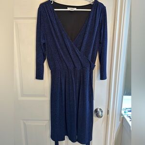 Liz Claiborne Blue Long Sleeve Sheath Dress Ptp20 Xl